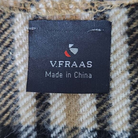 V. Fraas Tan Plaid Wrap One Size Tan, Black and Red Winter Wrap - Picture 8 of 9